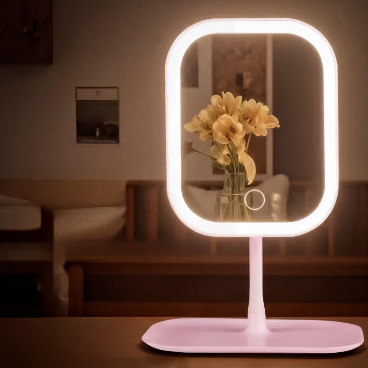 Makeup Mirror LED Lighted Rotating Stand Vanity Tray
