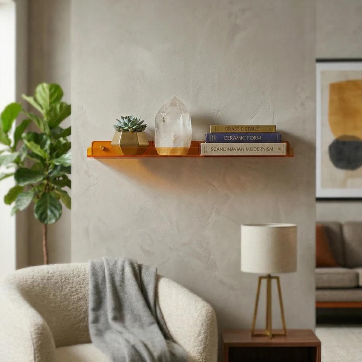 Floating Wall Shelf Acrylic Retro No Drill Display
