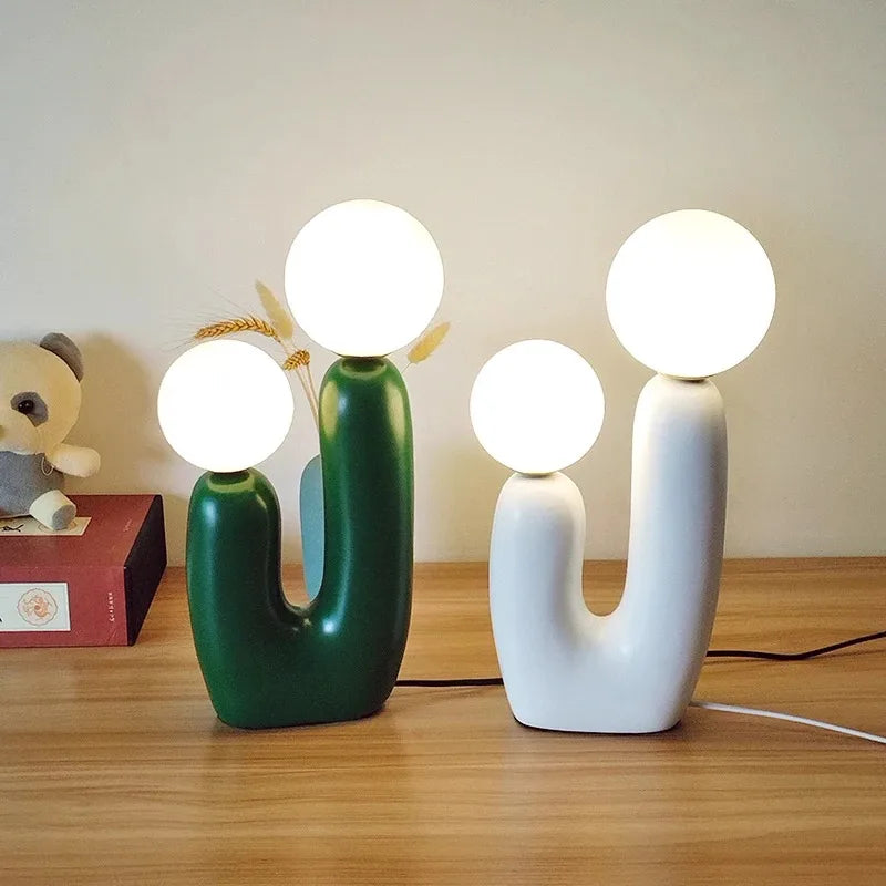 Table Lamp Art Glass Nordic Bedside Bulb Included