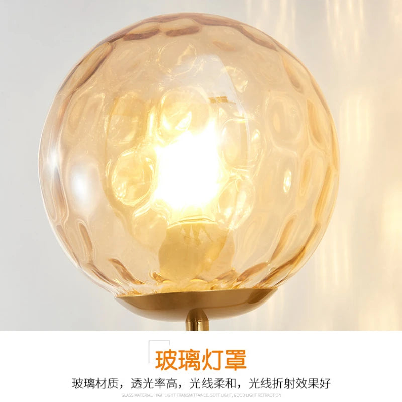 Wall Light Glass Ball Gold LED Minimalist Sconce