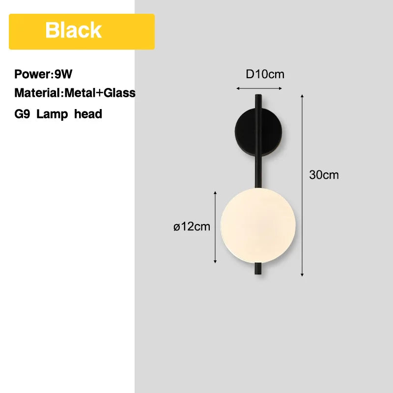 Wall Sconce Frosted Glass Ball G9 Hardwired Nordic
