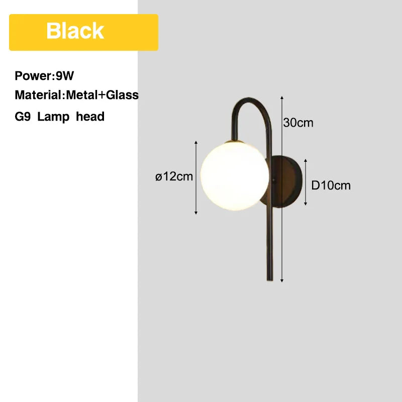 Wall Sconce Frosted Glass Ball G9 Hardwired Nordic
