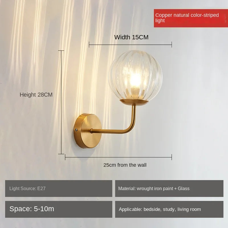 Wall Light Glass Ball Gold LED Minimalist Sconce