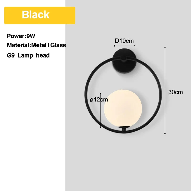 Wall Sconce Frosted Glass Ball G9 Hardwired Nordic