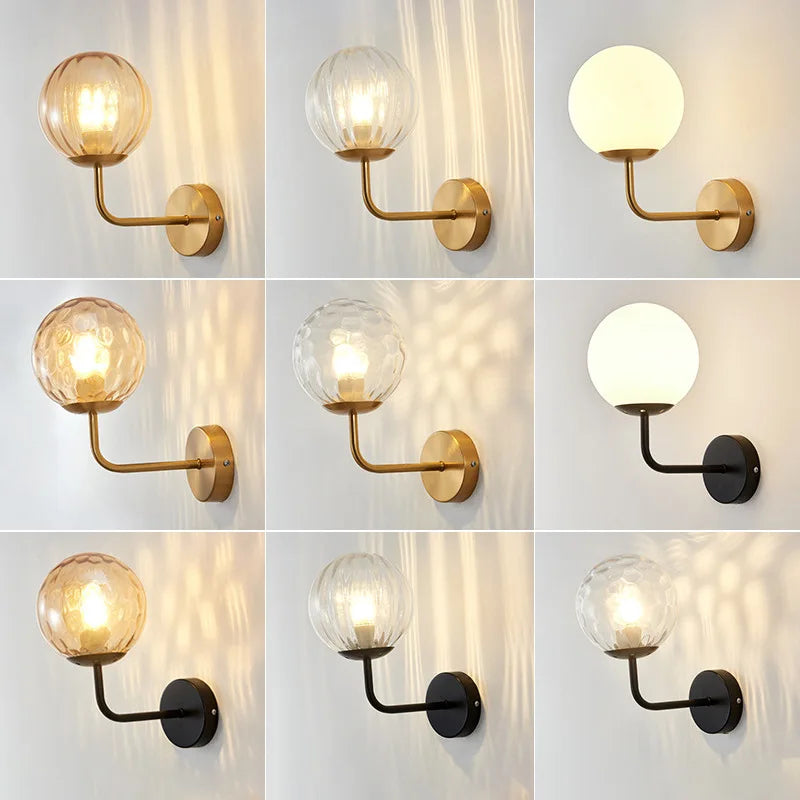 Wall Light Glass Ball Gold LED Minimalist Sconce
