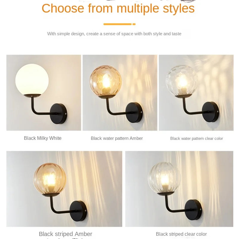 Wall Light Glass Ball Gold LED Minimalist Sconce