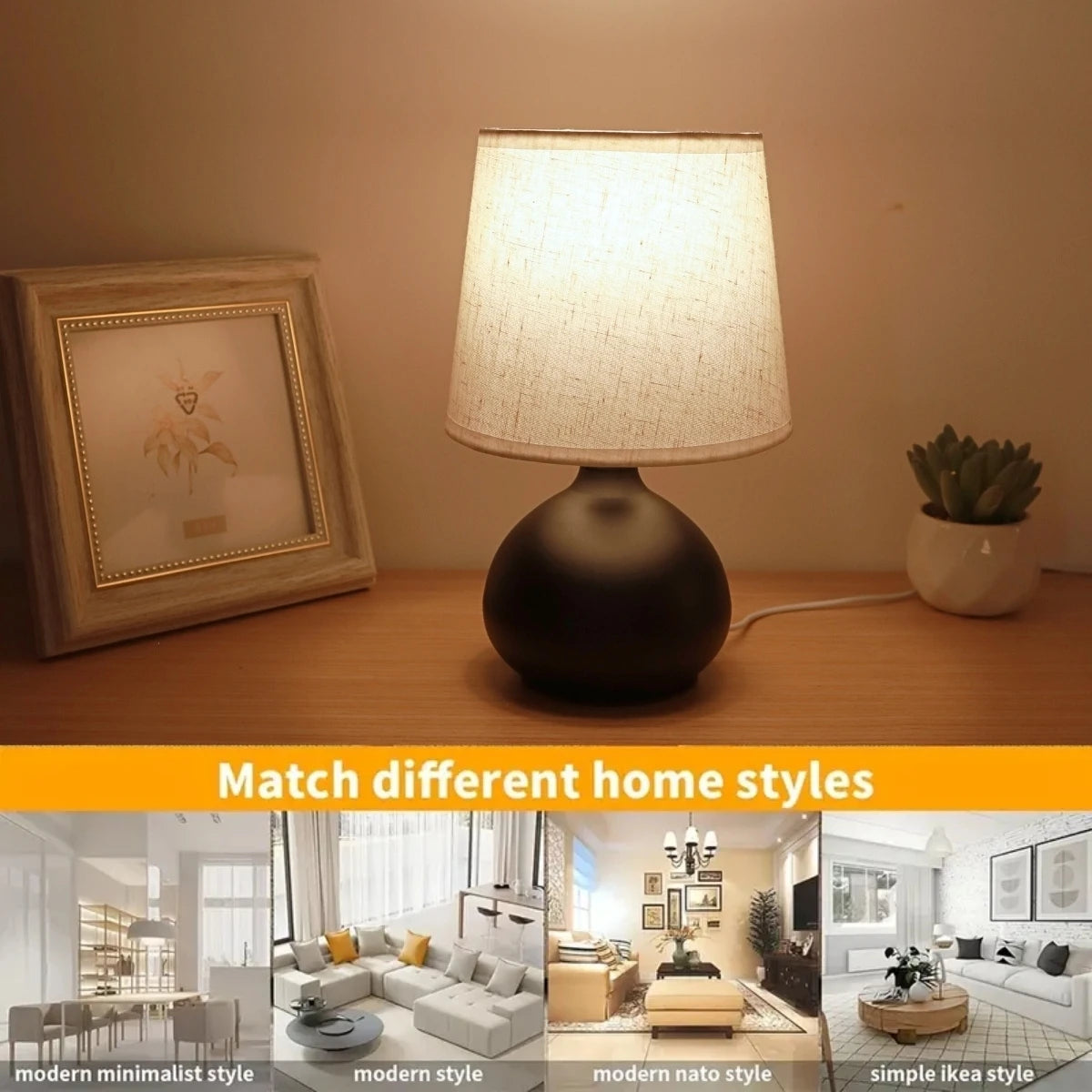 Bedside Lamp Warm LED Touch Dimmable Small Bedroom