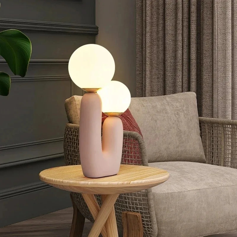 Table Lamp Art Glass Nordic Bedside Bulb Included