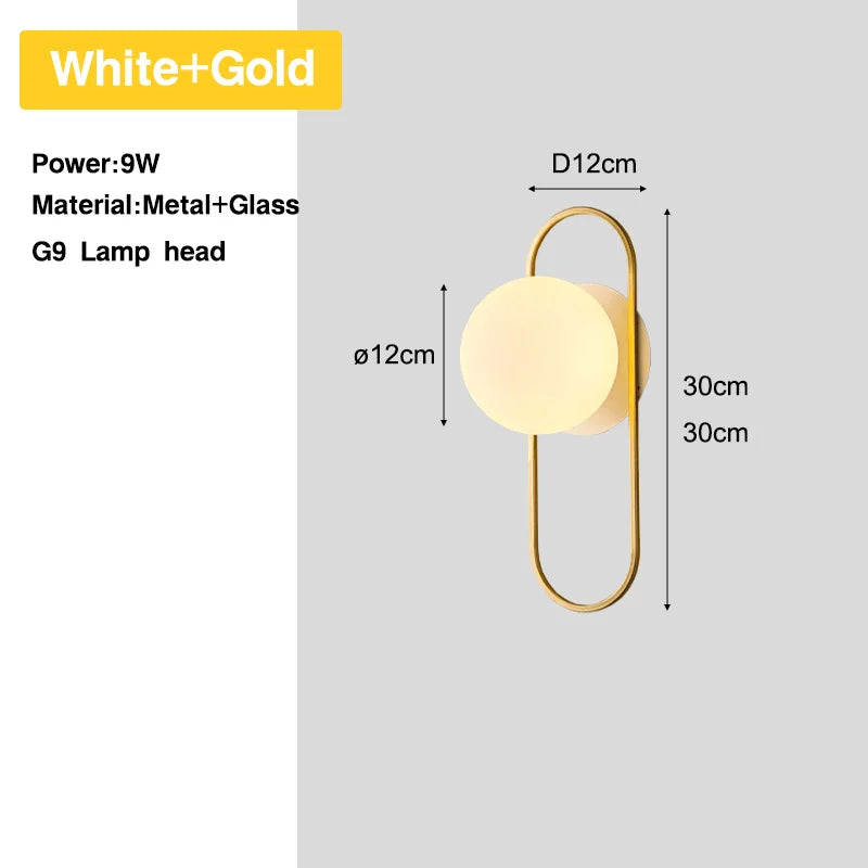 Wall Sconce Frosted Glass Ball G9 Hardwired Nordic