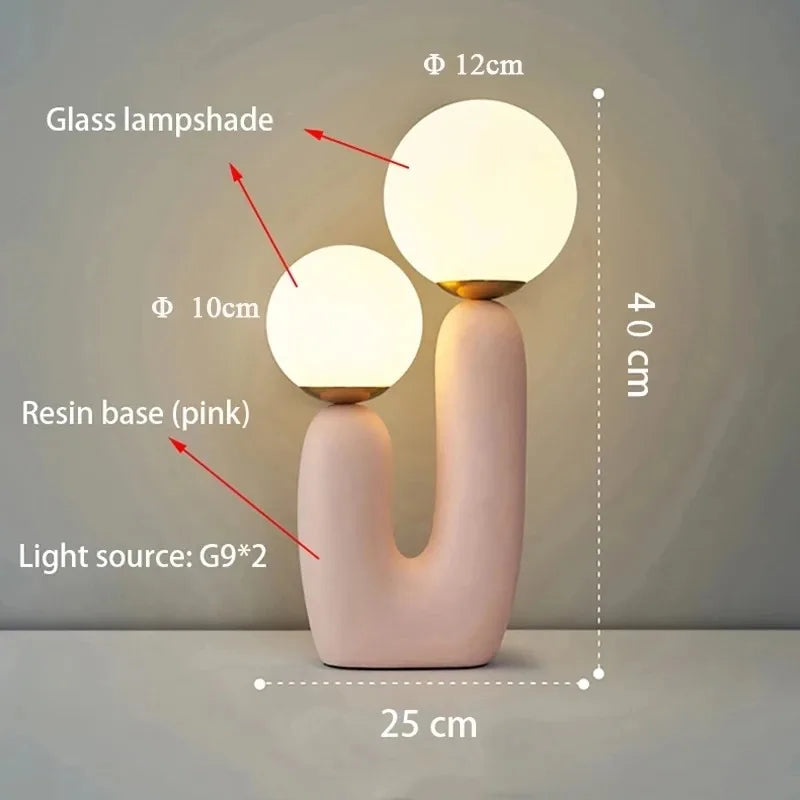Table Lamp Art Glass Nordic Bedside Bulb Included
