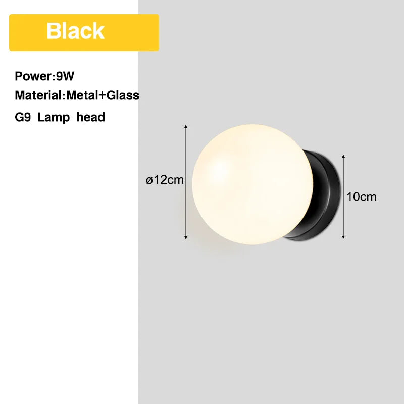 Wall Sconce Frosted Glass Ball G9 Hardwired Nordic