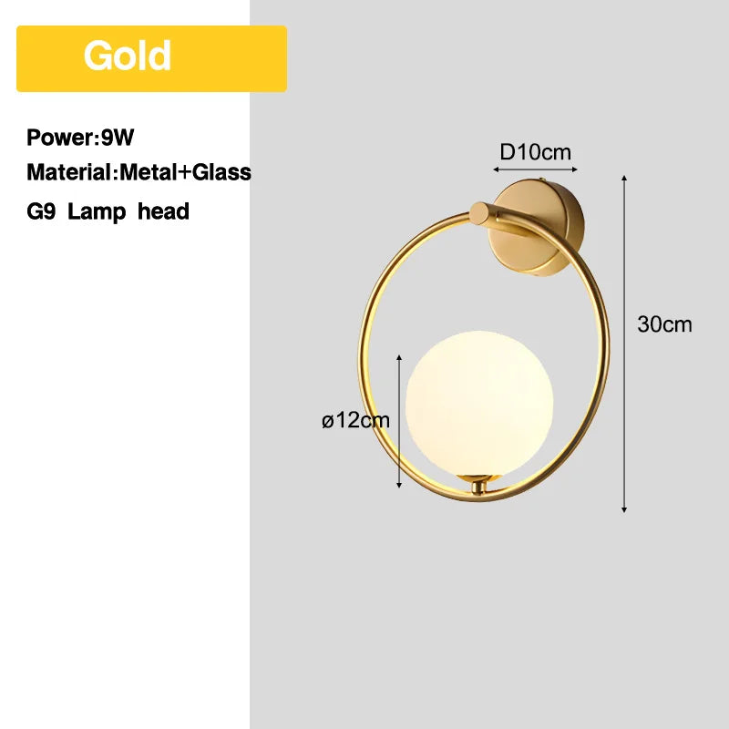Wall Sconce Frosted Glass Ball G9 Hardwired Nordic