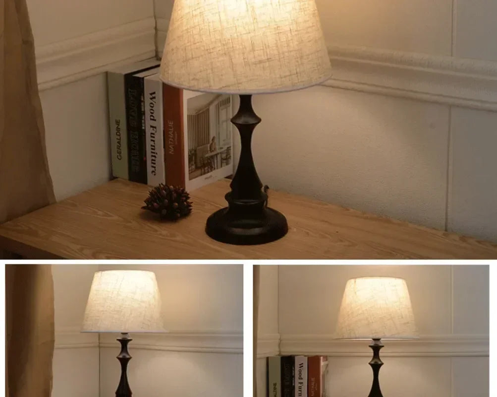 Desk Lamp Resin Fabric Shade E27 Nordic Bedside