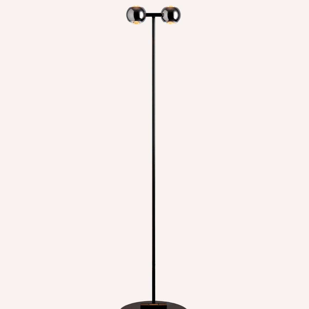 Floor Lamp Chrome Globe Dual Head Adjustable Reading