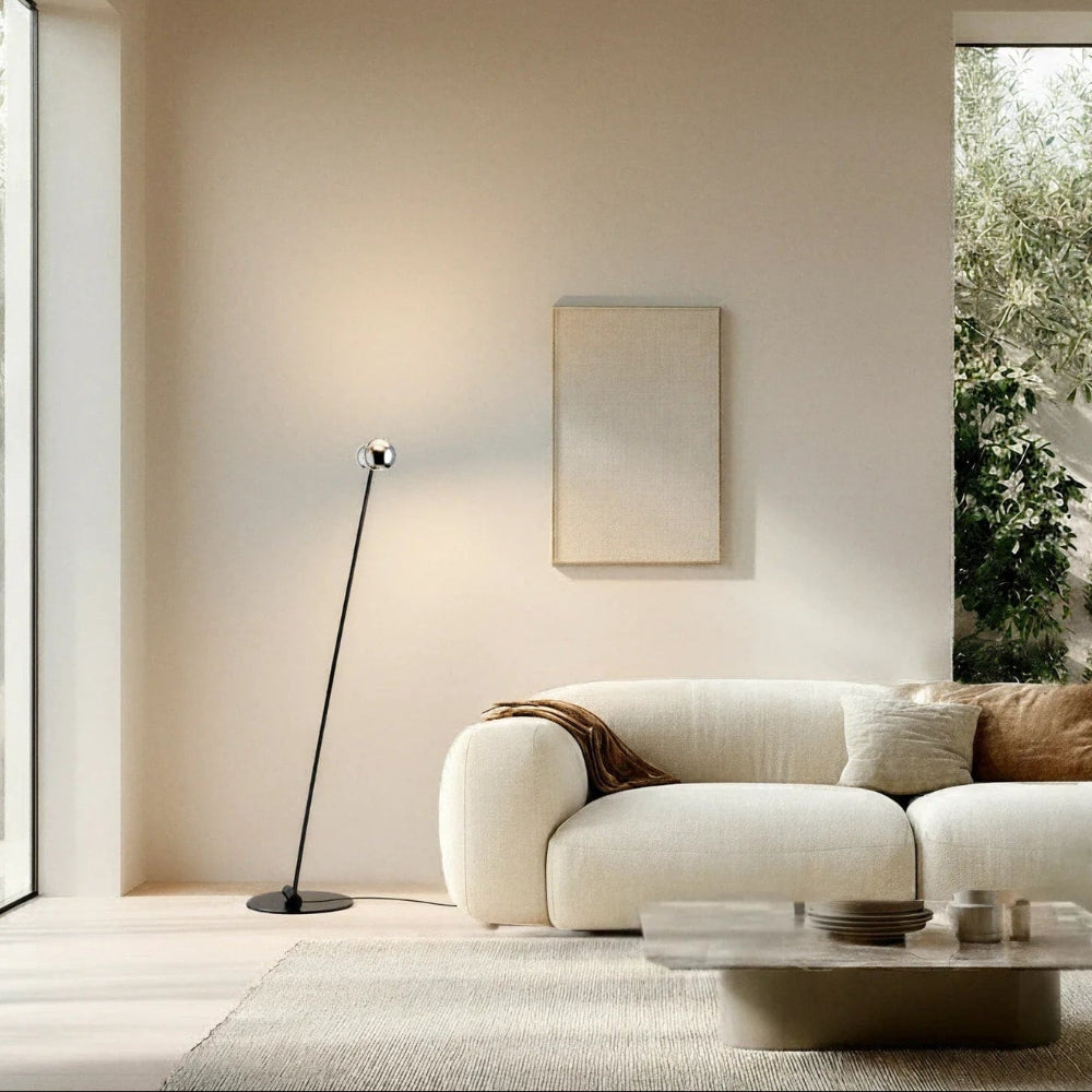 Floor Lamp Chrome Globe Dual Head Adjustable Reading