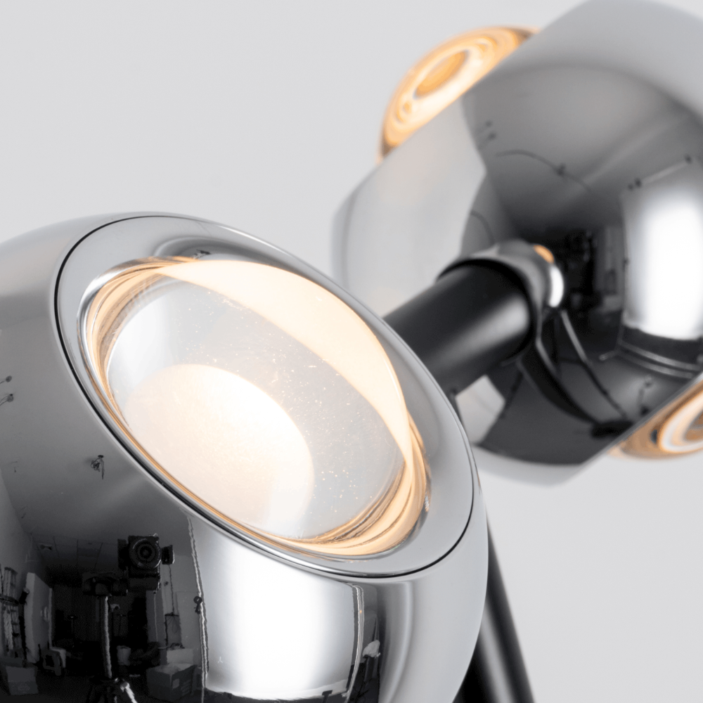 Floor Lamp Chrome Globe Dual Head Adjustable Reading