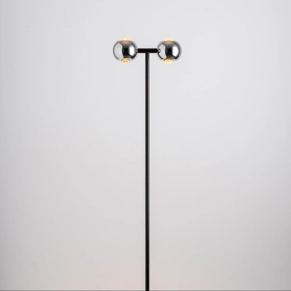 Floor Lamp Chrome Globe Dual Head Adjustable Reading