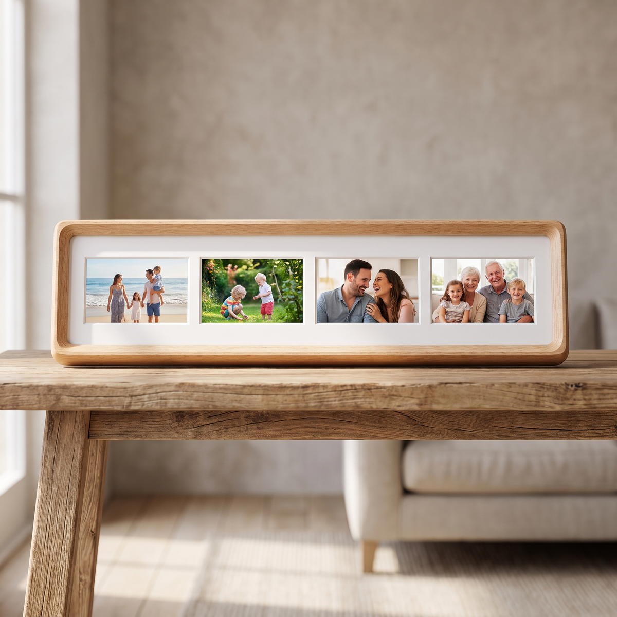 Wooden Multi Photo Collage Frame styled in a home