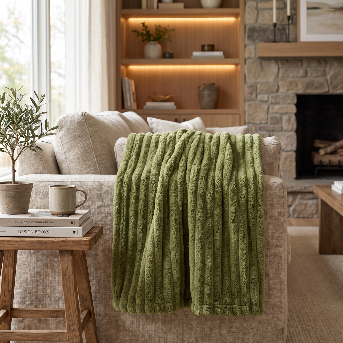 Cloud Soft Plush Throw Blanket styled in a home