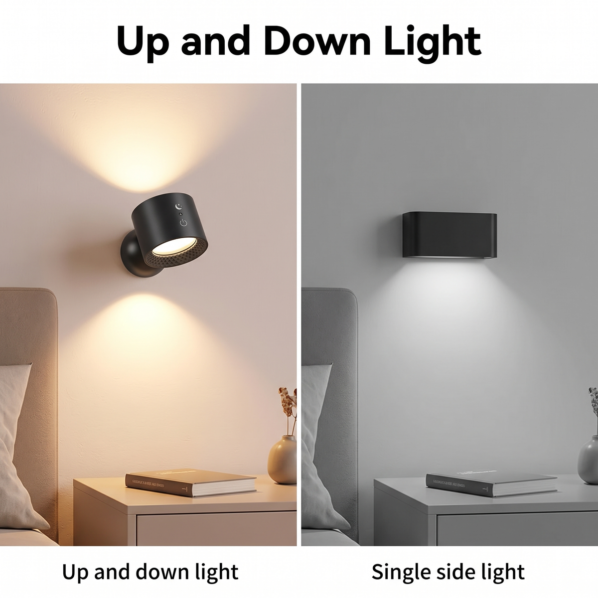 Up and down light compared with a single side wall light