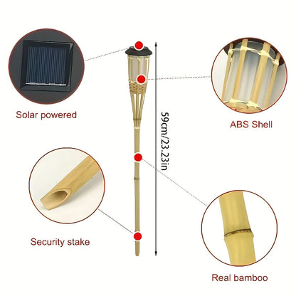 Garden Torch Lights Solar Bamboo Flickering 2 Pack