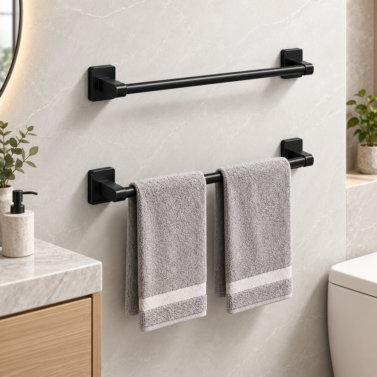 Towel Rail Aluminium Wall Mounted Adhesive No Drill