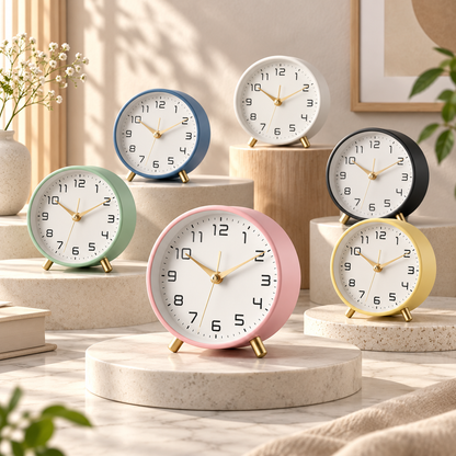 Table Clock Scandinavian Wood Silent Non Ticking
