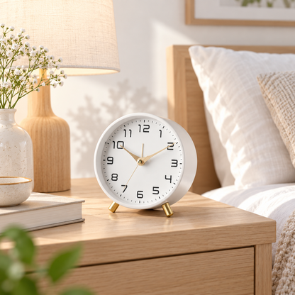 Table Clock Scandinavian Wood Silent Non Ticking