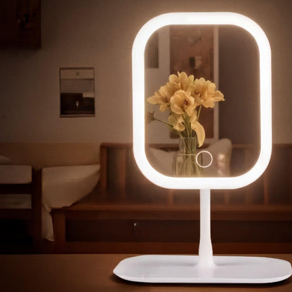 Makeup Mirror LED Lighted Rotating Stand Vanity Tray