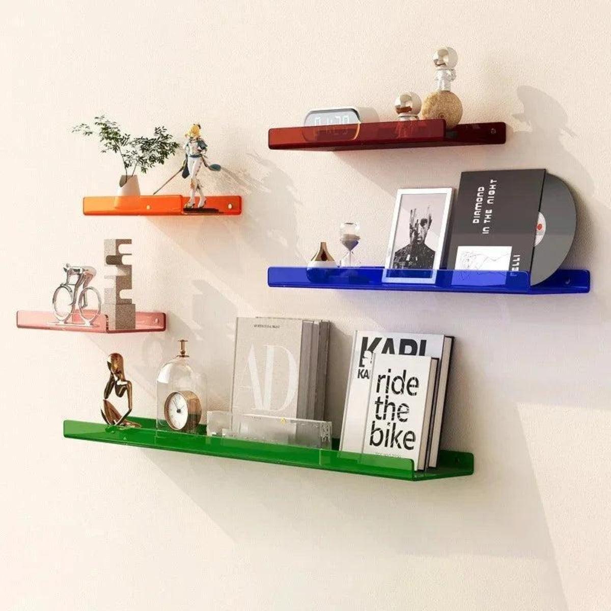 Floating Wall Shelf Acrylic Retro No Drill Display