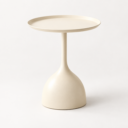 Side Table Round Metal Tray Top Pedestal End Table