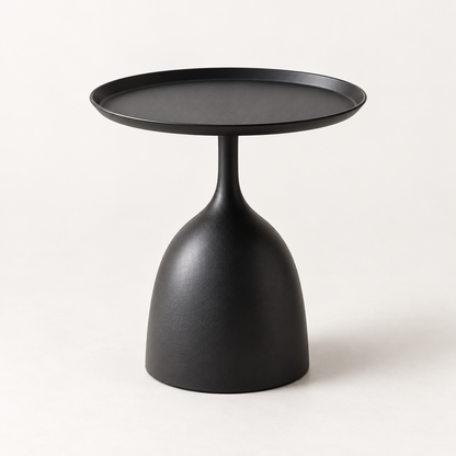 Side Table Round Metal Tray Top Pedestal End Table