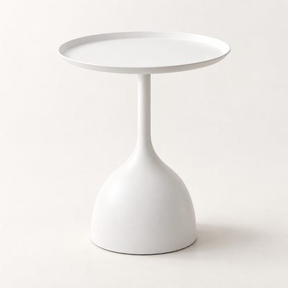 Side Table Round Metal Tray Top Pedestal End Table