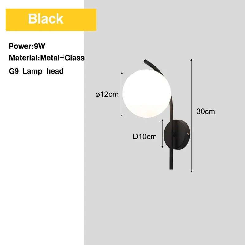 Wall Sconce Frosted Glass Ball G9 Hardwired Nordic