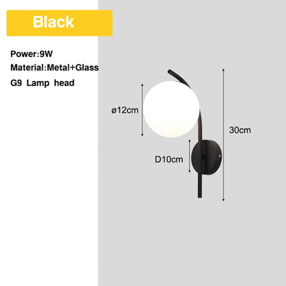 Wall Sconce Frosted Glass Ball G9 Hardwired Nordic