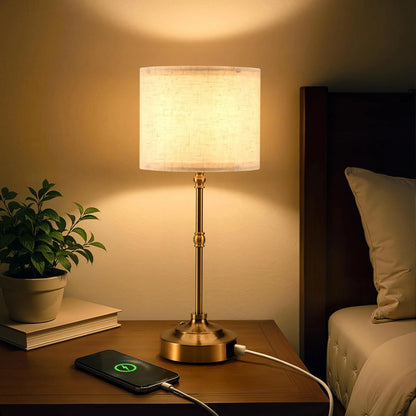 Table Lamp Cordless Rechargeable Fabric 3 Level Touch