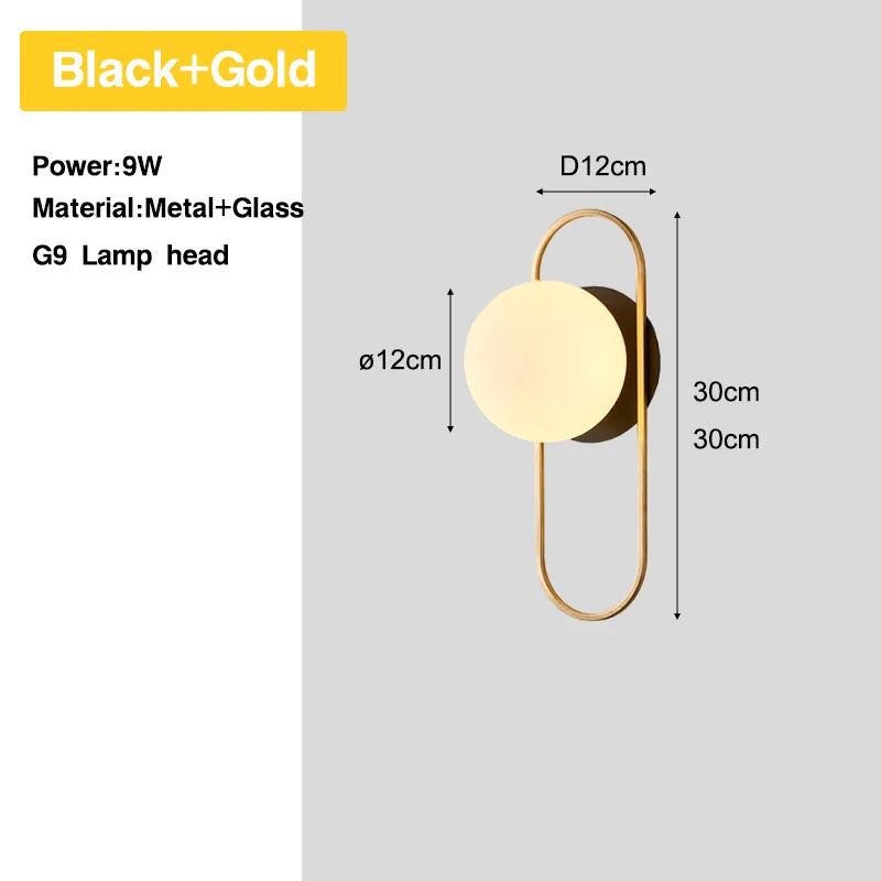 Wall Sconce Frosted Glass Ball G9 Hardwired Nordic