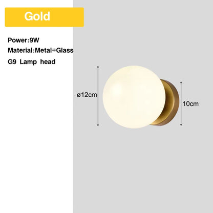 Wall Sconce Frosted Glass Ball G9 Hardwired Nordic