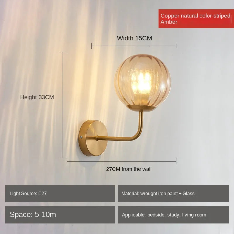 Wall Light Glass Ball Gold LED Minimalist Sconce