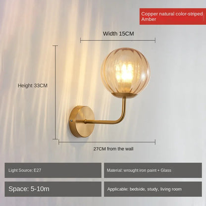 Wall Light Glass Ball Gold LED Minimalist Sconce