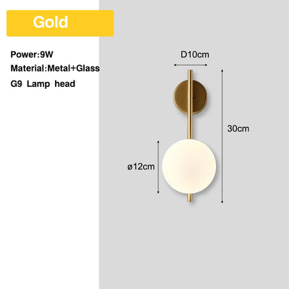 Wall Sconce Frosted Glass Ball G9 Hardwired Nordic