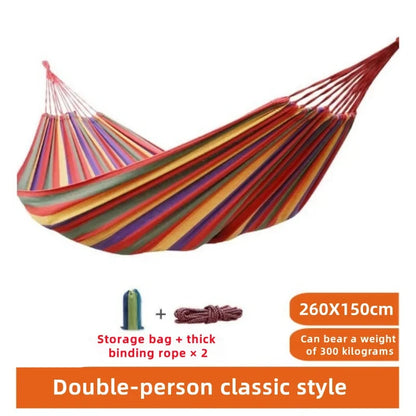 Double Hammock Canvas Striped Portable Camping Swing