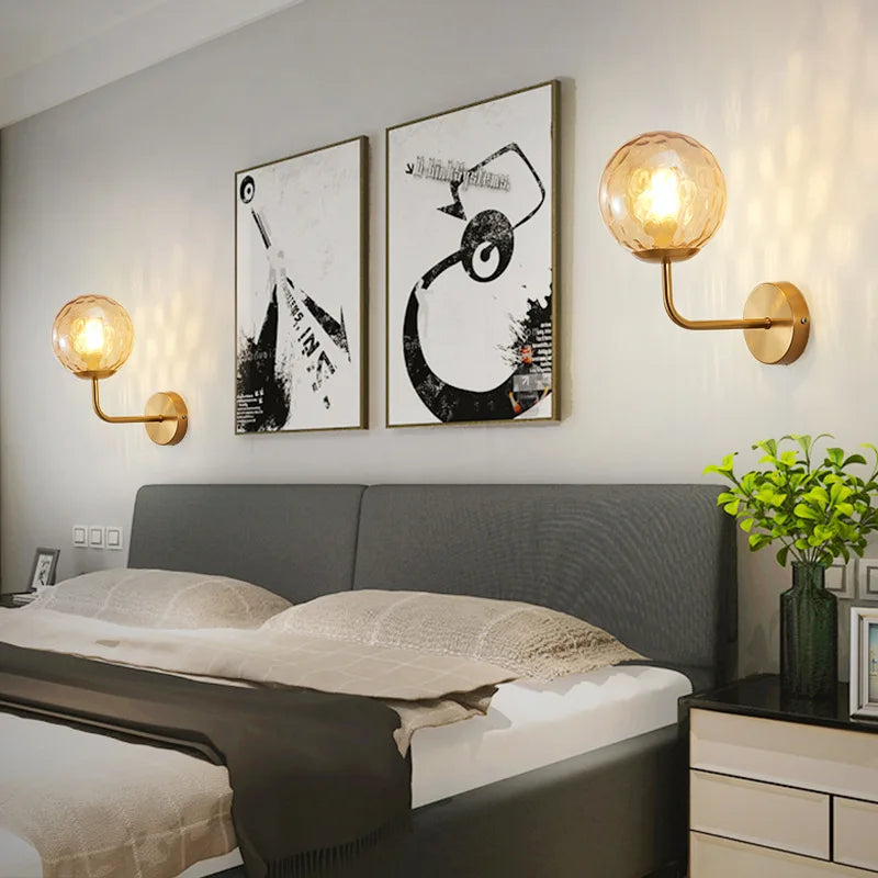 Wall Light Glass Ball Gold LED Minimalist Sconce