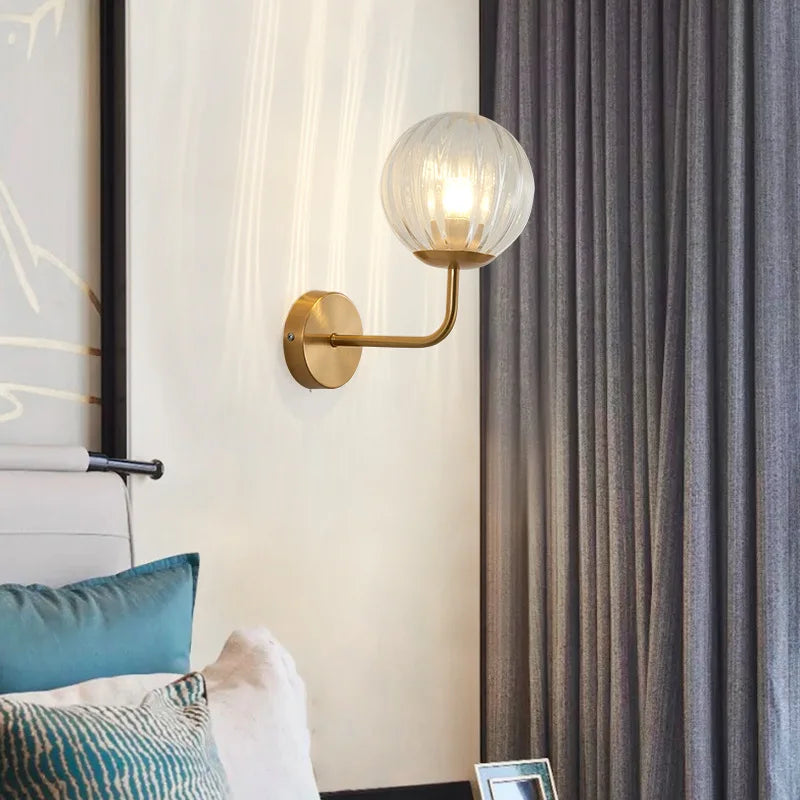Wall Light Glass Ball Gold LED Minimalist Sconce