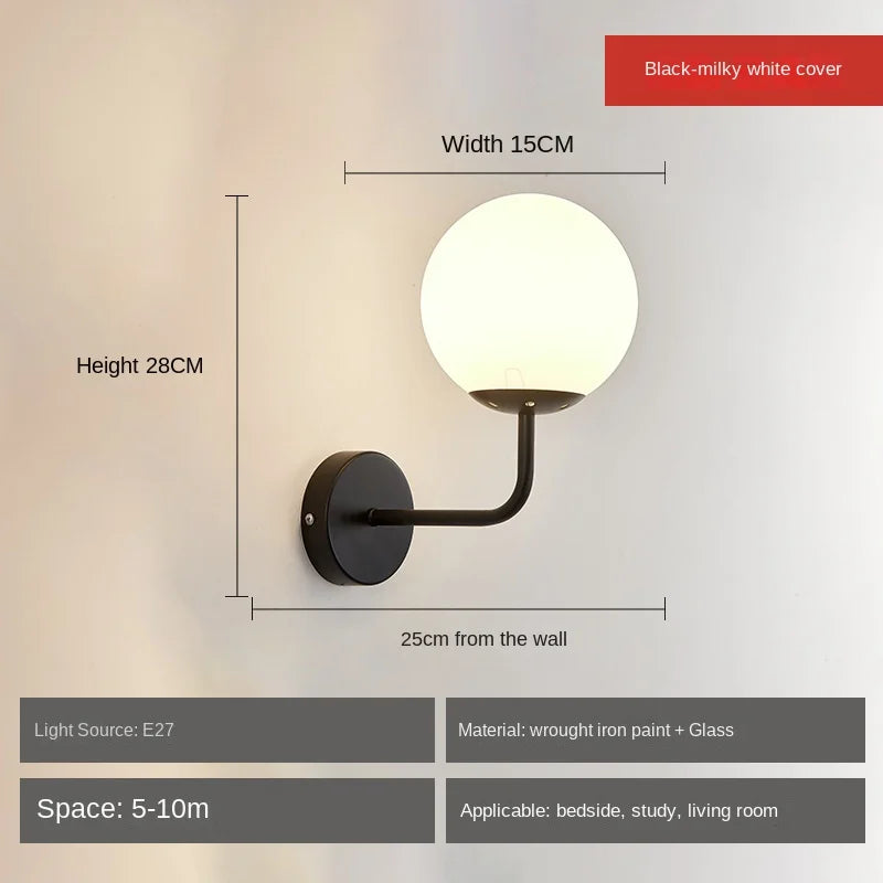 Wall Light Glass Ball Gold LED Minimalist Sconce