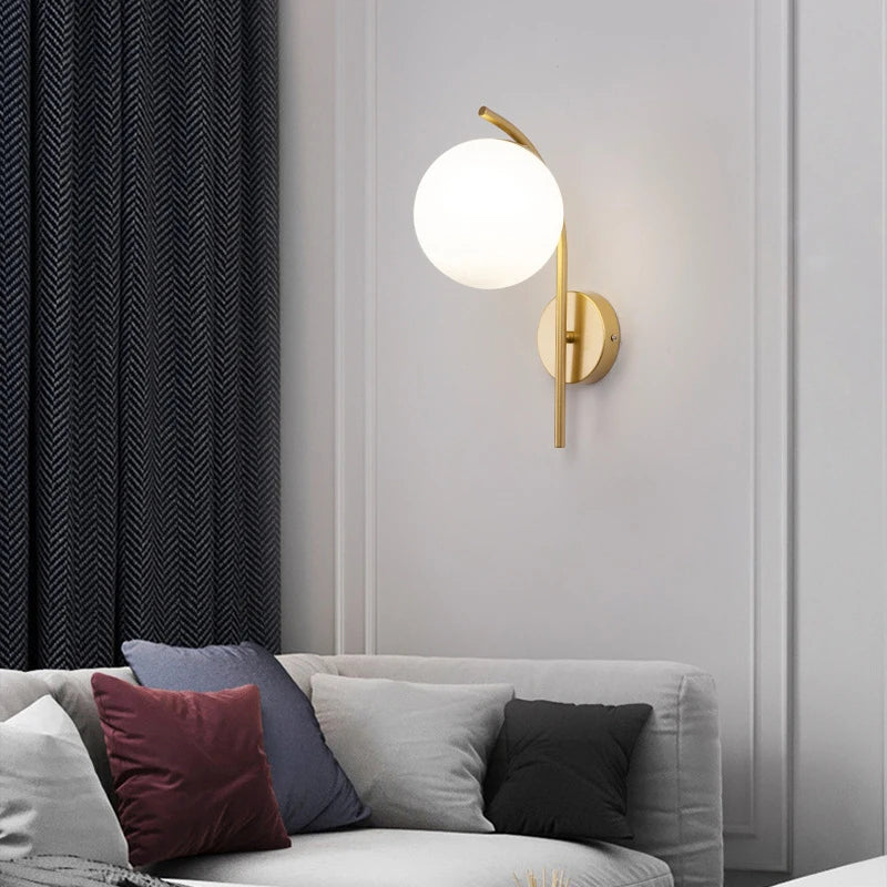 Wall Sconce Frosted Glass Ball G9 Hardwired Nordic
