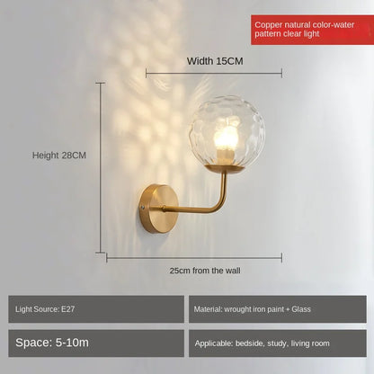 Wall Light Glass Ball Gold LED Minimalist Sconce
