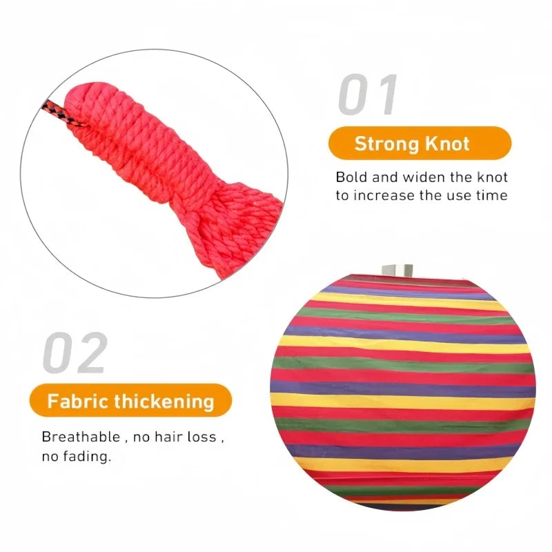 Double Hammock Canvas Striped Portable Camping Swing
