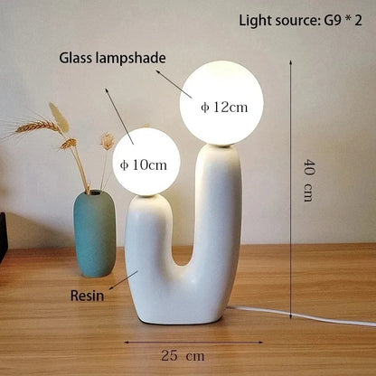 Table Lamp Art Glass Nordic Bedside Bulb Included