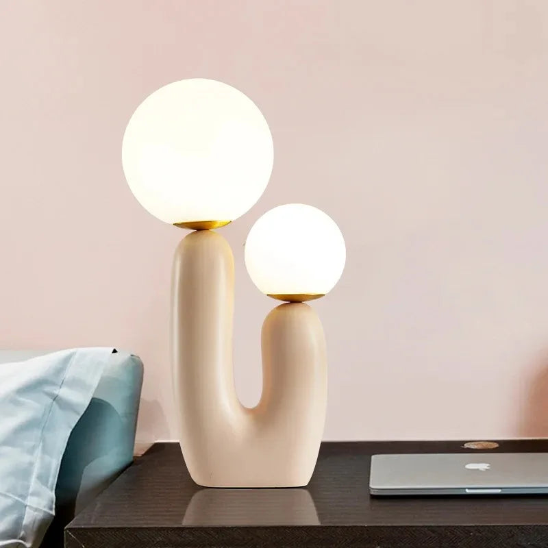 Table Lamp Art Glass Nordic Bedside Bulb Included